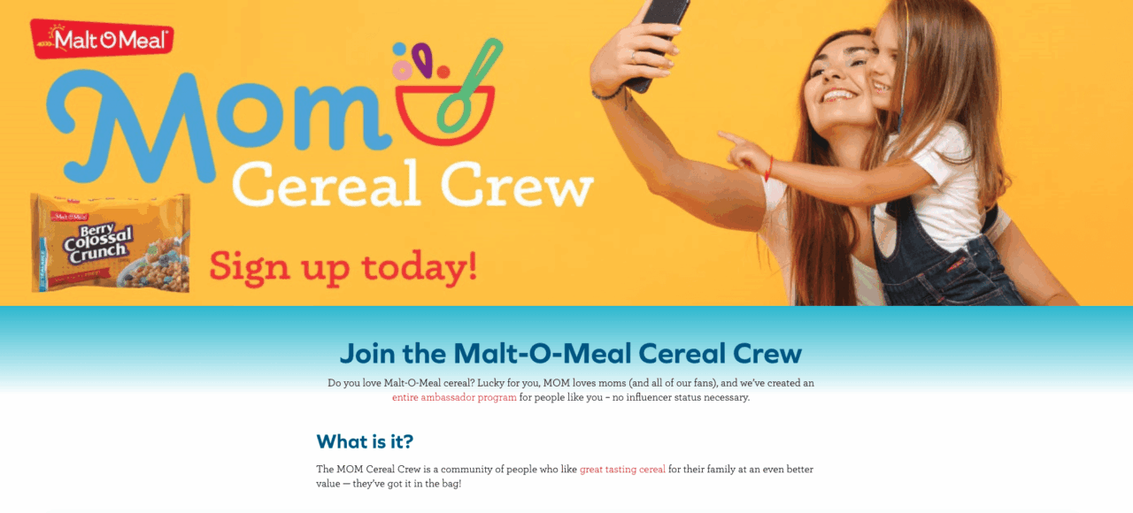 malt o meal cereal crew program