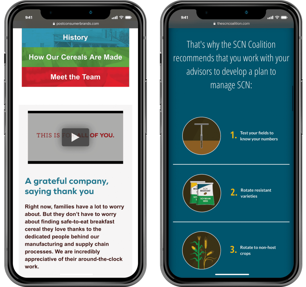 phone with post consumer brands and the SNC coalition pages on screen