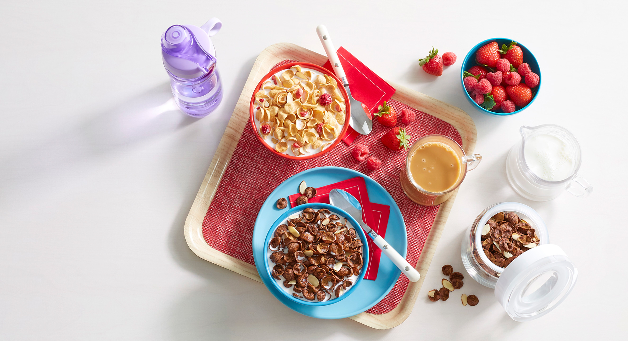 tray of breakfast foods